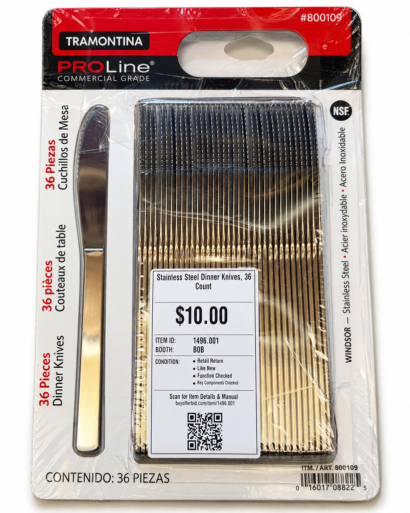 Stainless Steel Dinner Knives, 36 Count
