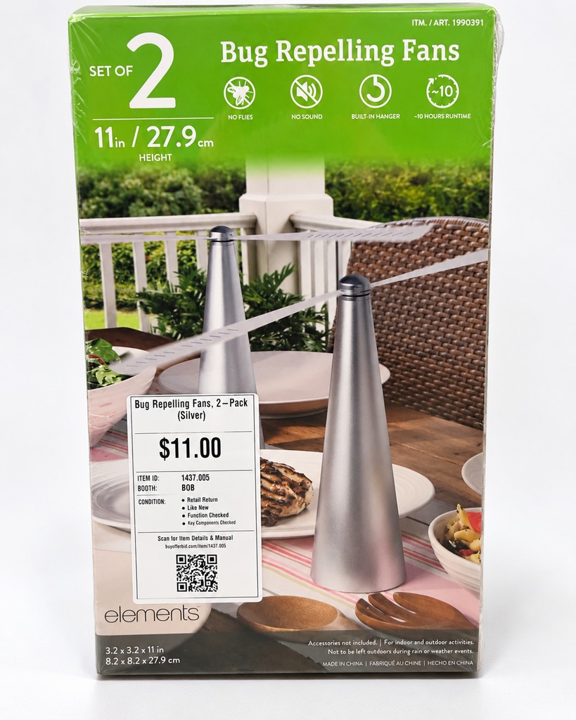 Bug Repelling Fans, 2-Pack (Silver)