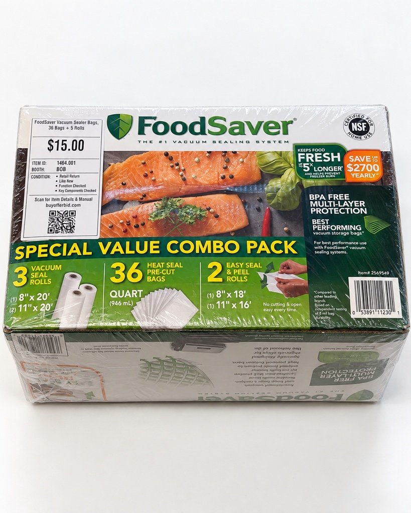 FoodSaver Vacuum Sealer Bags, 36 Bags + 5 Rolls