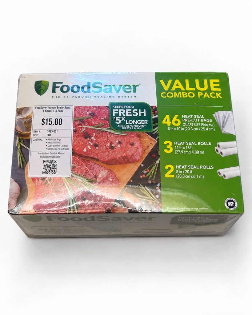 FoodSaver Vacuum Sealer Bags, 46 Bags + 5 Rolls
