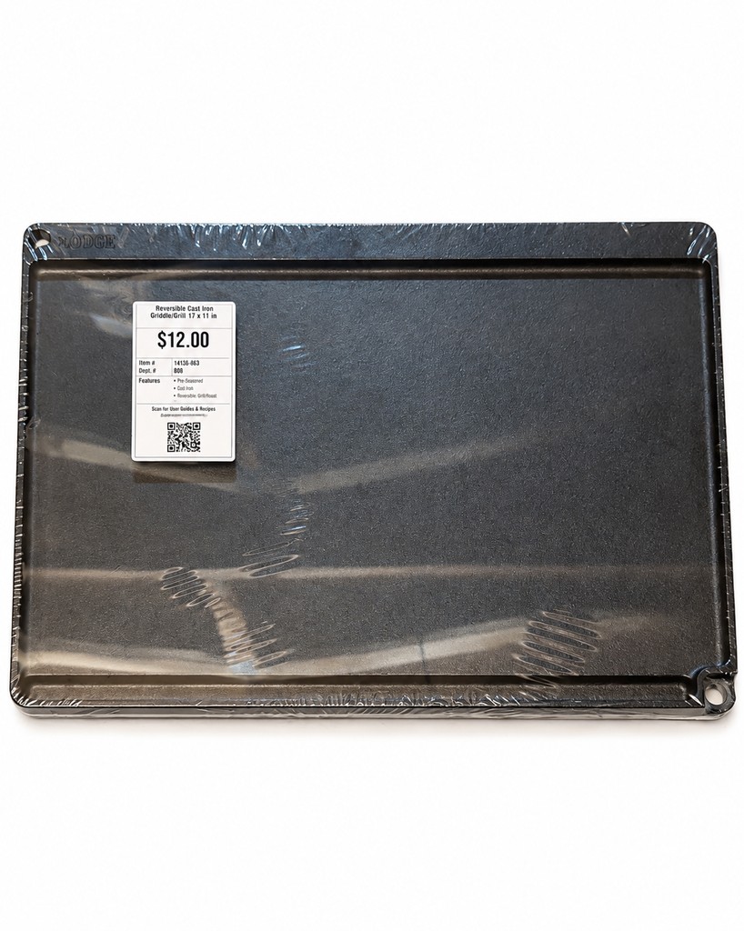 Reversible Cast Iron Grill/Griddle, 17 x 12 in.